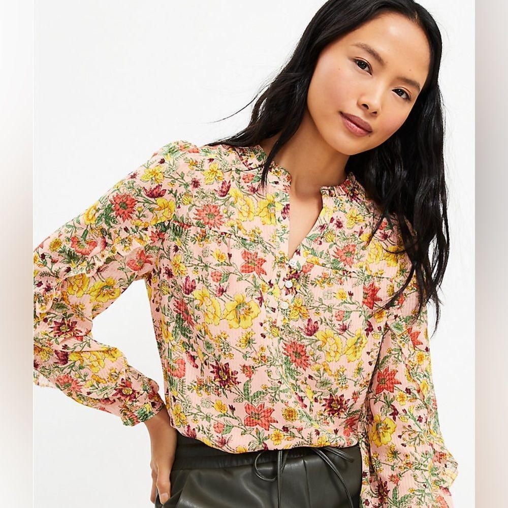 Loft Garden Ruffle Sleeve Blouse
